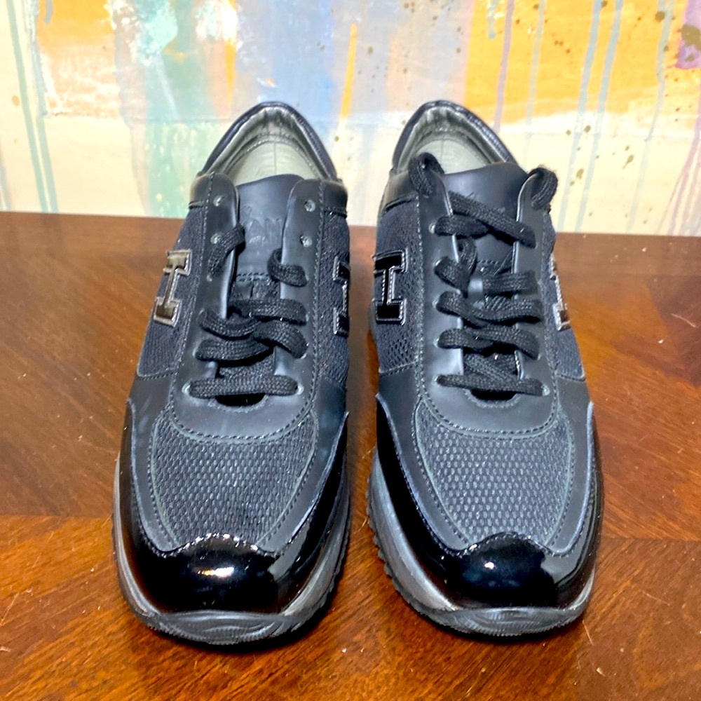 Hogan Interactive H Flock Sneakers Black Gray Leather Women’s Eu 36 1/2 /Us 6.5 View 4